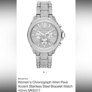 Michael Kors Women's Chronograph Wren Pavé
Accent Stainless Steel Bracelet Watch